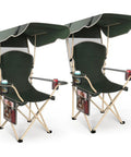 Olive green 2 pack of Canopy Camping Chair Foldable With Sun Shade For Beach And Outdoors Your Go To Portable Folding Chair With Two Cup Holders And Storage Bag Ideal For Camping Fishing And Sports