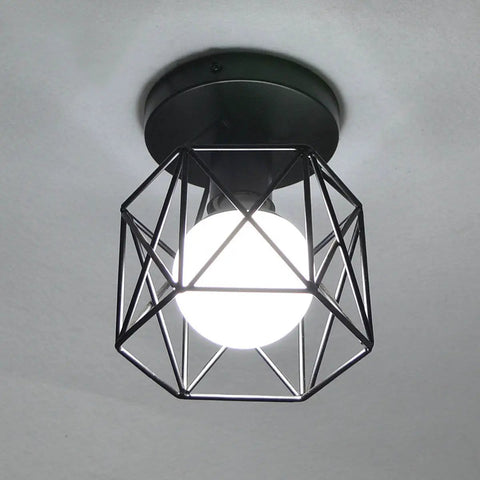 Retro Black Industrial Ceiling Light Fixture Mini Metal Rustic Flush Mount For Porch Hallway Kitchen Stairway Farmhouse Vibe