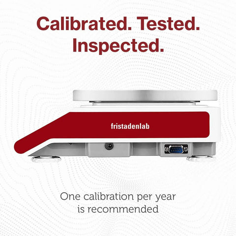 Side view of Industrial Counting Scale For Small Parts With 30 Kg 0.5 G Precision, branded fristadenlab, recommended yearly calibration.