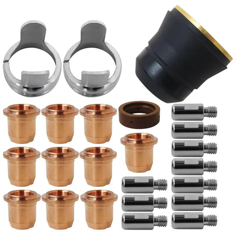 IPT40 Tip Electrode Kit 24 Piece For Plasma Cutters Compatible With YESWELDER CUT 55DS And Pro CUT 65DS components displayed