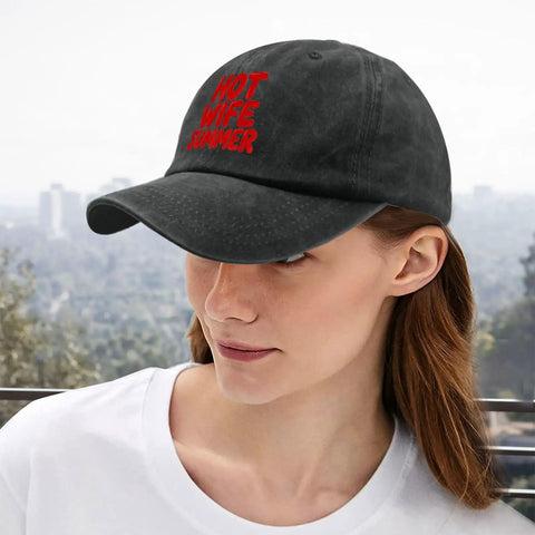 Woman wearing Effortlessly Cool Lightweight Summer Cotton Dad Hat For Women With Adjustable Strap Breathable Washed Style One Size