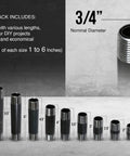 Gear Up Your DIY Projects With A Three Quarters Inch Nipples Assortment Kit For Steel Pipe Fittings In Black, Sixty Six Piece Set Layout