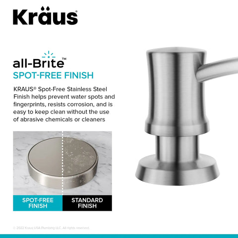 Multi Purpose Kitchen Soap And Lotion Dispenser In Spot Free Stainless Steel With A 17 Oz Capacity And Durable Brass Pump detail