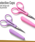 Two Piece High Precision Detail Scissors Set With Sharp Fine Tips for Paper Cutting, Scrapbooking, Sewing and Crafting, pastel purple and pink
