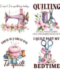 Quilting Heat Transfer Stickers Four Piece Set For DIYers T Shirts Hoodies Jackets Washable Iron On Decals with sewing designs