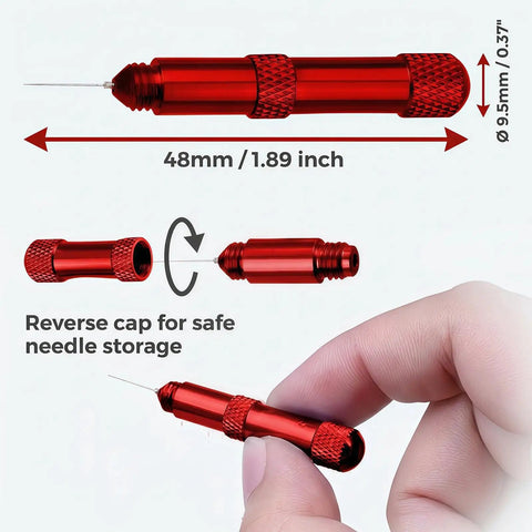 2 In 1 Precision Glue Applicator And Airbrush Nozzle Cleaner Tool with stainless steel micro tip, 48mm size illustration