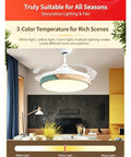 Super Sleek Modern Flush Mount Ceiling Fan With Lights Running Smooth As Butter Airflow, featuring three color temperatures and modern design.