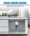 Level Up Your Tap Water Game With This 10 Inch Scale Prevention Filter Cartridge That Slaps Chlorine And Limescale While Infusing Smooth Calcium For Next Level Coffee Sipping under sink filter design in a kitchen.