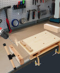 Portable Wooden Workbench With C Type Clips Lightweight 13.4 Lb Craft Bench in use with drill, on work surface in workshop.