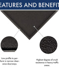 Ovation Entrance Mat 3 Foot By 10 Foot Black For Home Or Office showing low profile and crush resistance features