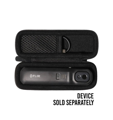 Open Grab And Go Slim Semi Hard Zipper Case For FLIR One Edge Pro 160x120 IR Camera showing mesh pocket, device not included