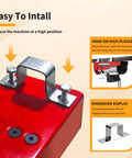 Close-up of BTMPYLYT electric hoist winch base in red with silver mounting bracket and bolts