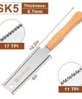 6 Inch Pull Saw With Double Edged Blades, 17 TPI For Hard Wood And 11 TPI For Fine Crosscuts, Ultra Flexible Pulse Teeth For Smooth Rips, Handy Hand Saw For Woodworking Projects And DIY, SK5 blade, 0.7mm thick