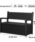 80 Gallon Outdoor Storage Bench Deck Box Waterproof Lockable For Patio Garden And Porch All Weather Storage Furniture Black