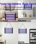 Indoor Outdoor Bug Zapper With Removable Washable Tray And Powerful Grid Trap For Flies Mosquitoes Gnats Moths And Other Flying Pests Easy Clean Insect Zapper For Home Kitchen Camping Dual Wavelength LED Attraction in room settings