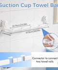 Suction Cup Towel Bar 24 Inch Adjustable No Drill Removable Wall Mounted Towel Rack With 5 Sliding Hooks in bathroom