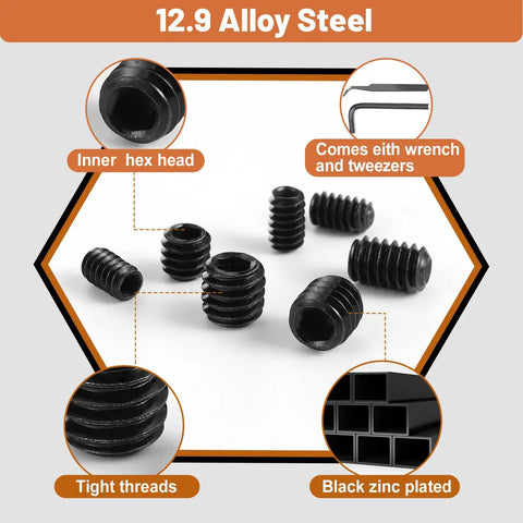 Hardworking 500 Piece Set Screw Kit With 25 Sizes Metric And SAE For Everyday Repairs Pro Grade 12.9 Alloy Steel Head Socket Screws displayed