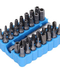 Top Pick For 33 Piece Security Screwdriver Bit Set With 1/4 Inch Hex Shank Featuring Torx Tr, Tri Wing, And Spanner Bits Made From Durable S2 Steel For All Your Gadget Repair Jobs. 33-piece S2 steel security screwdriver bit set in blue holder