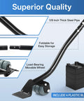 Heavy Duty Steel Furniture Lifter Tool Set With Four Grippy Pads Effortlessly Hoist Couches And Fridges For Quick Clean Ups Or Apartment Moves Absolute Game Changer That Keeps Your Back Happy During The Grind, showing foldable design and movable wheels.