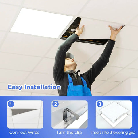 Two Pack 2 By 2 LED Flat Panel Lights Dimmable Lay In Recessed Ceiling Panels 120 277V 30 50W 5 CCT Options 3000K To 6500K Ultra Bright 6500 Lumens High Efficiency Drop Ceiling Lighting
