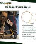 Outdoor Patio Heater Thermocouple Replacement Universal Fit With M8 X 1 Connection Nuts, M6 X 0.75 Threaded Head, 16.2 Inch Long