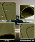 Heavy Duty Gun Cleaning Mat With Magnetic Pistol Pad And Tool Stand, Non Slip Work Surface For Safe Cleaning, Pro Grade Durable Polyester Mat For Firearm Maintenance, Keeps Parts And Tools Organized. Olive green polyester mat with water slots and storage