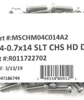 M4 X 14mm Stainless Steel Slotted Cheese Head Machine Screws DIN 84 A2 Grade Fasteners in pack label showing quantity.
