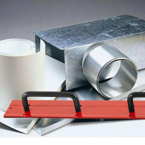 24 Inch Steel Sheet Metal Folding Tool With Grips For Standing Seam Roofing Panels Drip Edge Bender Hand Tool Pro Grade For HVAC And Pipe Fitter Bending Supplies Red with metal sheets background