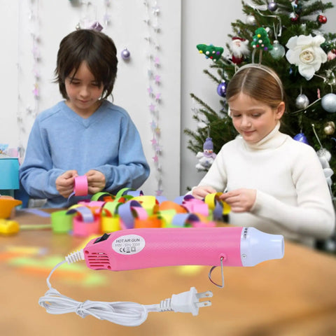 Children using DIY Heat Gun For Crafting And Home Projects, 110V 300W Handheld Hot Air Tool With Ultra Long 3.28Ft Cable, Pink.