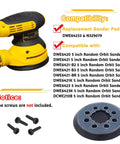 4 Packs 5 Inch 8 Hole Hook And Loop Replacement Sanding Pad For DWE6423 DWE6423K DWE6421 DWE6421K shown with compatibility list