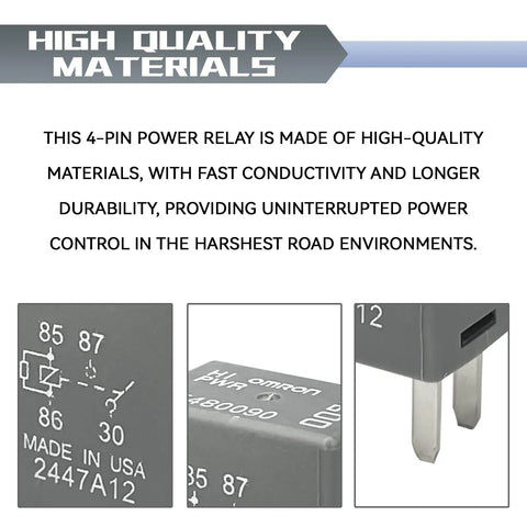 Two Pack 12V DC Automotive Relay 30A 4 Pin Fuse Box Relay 12088567 8567 close-up showing pins and inscriptions