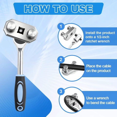 How to use Heavy Duty 3 Piece Cable Bending Tool Set Compatible With Half Inch Drive Ratchet Aviation Aluminum Wire Bender Kit.