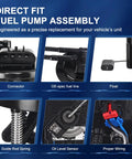 Heavy Duty Replacement Electric Fuel Pump Module Assembly With Fuel Sender Kit For Chevy Cobalt Pontiac G5 Saturn Ion 2006 To 2008 L4 Engine Swap Easy Drop In Fit, showing connector, float, and wiring details.