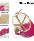 Details of Pink Mens Trucker Cap With Adjustable Buckle For A Perfect Fit, highlighting ventilation, sweatband, and buckle.