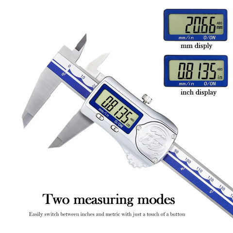 IP67 Waterproof Digital Vernier Caliper Stainless Steel Absolute Origin Measuring Tool 0-6 Inch 150mm with LCD screen