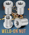 Heavy Duty Weld On Nuts One Half Inch Thirteen Threaded Female Stepped Bung Hardware For Auto Chassis Mounting in steel material.