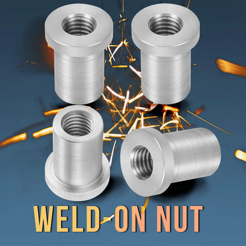 Heavy Duty Weld On Nuts One Half Inch Thirteen Threaded Female Stepped Bung Hardware For Auto Chassis Mounting in steel material.