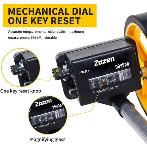 Mechanical dial and reset button on Measuring Wheel For Meters With Carrying Bag Telescopic Design And Reset Button Plus Starting Point Arrow