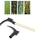 High Manganese Steel Double Scythe Handheld Garden Tool with wooden handle and blade options