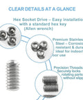 Industrial Grade M5 Hex Set Screws In 304 Stainless Steel With Internal Hex Drive Headless Cup Point 210-Piece Assortment