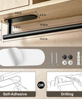 Boost Your Kitchen Game With This Hella Solid Two Pack Paper Towel Holder dimensions displaying self-adhesive and drilling options.