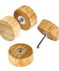 Natural Wood Fake Plugs Cheater Earrings 8 To 10mm 17G With Stainless Steel Stud Backing Hypoallergenic Nickel Free