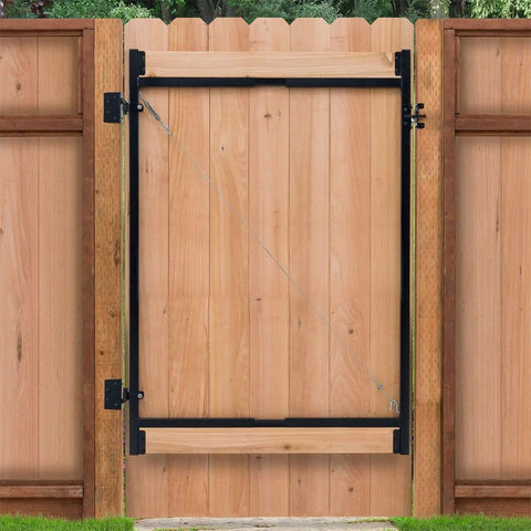 Beefed Up Full Frame Gate Fence Kit For 60 To 96 Inch Openings And Up To 5 Feet High, Black Heavy Duty Outdoor Reinforcement Installed
