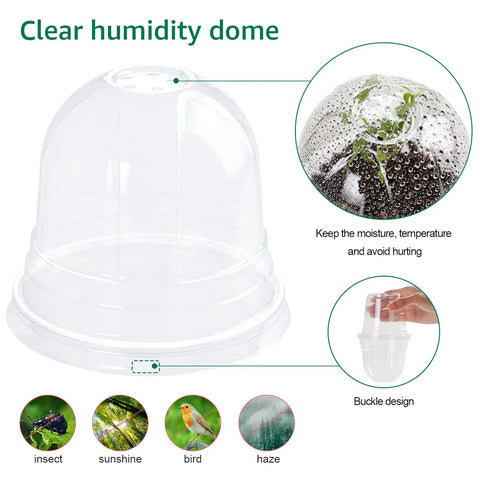 Clear 4 Inch Nursery Pots With Humidity Dome 30 Pack Reinforced Plastic Seedling Planters With Drainage Holes For Seed Starting Root Cuttings And Veggie Propagation