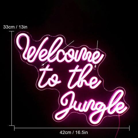 Welcome To The Jungle Neon Sign Pink LED Word Neon Light USB Powered Letter Light For Bedroom Nursery Kids Room Garden Home