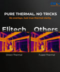 Comparison of Elitech direct thermal imaging vs other fused thermal imaging showing clear structure detection.