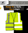 Men's Yellow Solid X Large Modern Safety Vest With 9 Pockets For Worksite Hi Vis ANSI ISEA Class 2 Type R Reflective Gear