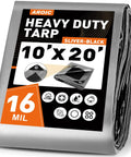 Heavy Duty Waterproof Camping Tarp 10x20 Ft Thick 16 Mil With 15x17 Weave Large Tear Resistant UV Protected Multipurpose Cover