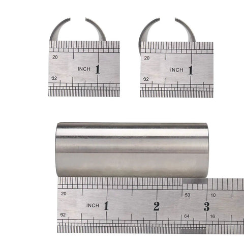 Heavy Duty Steel Crankshaft Sleeve Adapter Converts 1 Inch To 1 Eighth Shafts with measuring tools for precise sizing.