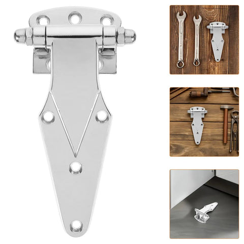 Heavy Duty Freezer Door Hinge Zinc Alloy, easy install pivot hinge with tools and installation view, compact and tough design.
